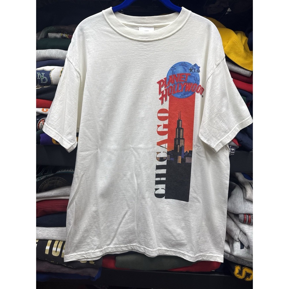 Hard‎ Rock Cafe Chicago 1990s  Vintage T-Shirt Size L White Esssential